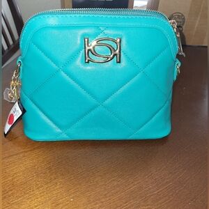 Bebe Teal Crossbody Purse With Gold Chain